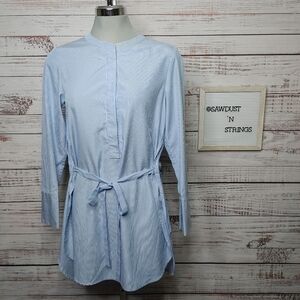 THEORY Striped Tie Waist Tunic Dress Size S